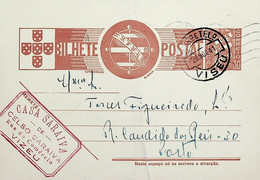 1941 Inteiro Postal Tipo «Tudo Pela Nação» De 30 C. Ocre-castanho Enviado De Viseu Para O Porto - Postal Stationery