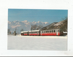 A OLLON EN FEVRIER 1985 TRAIN DE VOYAGEURS DE L'A O M C . AUTOMOTRICE BDe4/4 111 VOITURES B 24 B 21 WAGON D 41 - Ollon