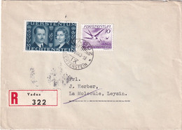 LIECHTENSTEIN 1943 LETTRE RECOMMANDEE DE VADUZ  AVEC CACHET ARRIVEE LEYSIN - Sonstige & Ohne Zuordnung