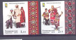 2012. Tajikistan, RCC, National Costumes, 2v  IMPERFORATED, Mint/** - Tadjikistan