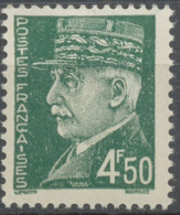 Effigies Du Maréchal Pétain. 4f.50 Vert-jaune (Type Hourriez) Neuf Luxe ** Y521B - Unused Stamps