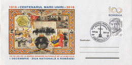 GREAT UNION CENTENARY, NATIONAL DAY, SPECIAL COVER, 2018, ROMANIA - Cartas & Documentos