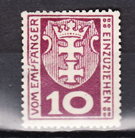 Danzig 1921,Mi.Porto 1a,ABART,PF,Umrandungslinie Links Unterbrochen,Postfrischmit Falz (D2992) - Dantzig