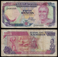 ZAMBIA BANKNOTE - 50 KWATCHA (1989-91) P#33a F/VF (NT#03) - Zambia