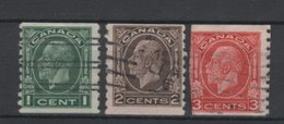 (S0381) CANADA, 1932 (King George V, Coil Stamps). Complete Set. Mi ## 162D-164D. Used - Coil Stamps