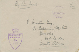 INDIA 1945 "F.P.O. / No. 107/14 AUG. 45" Indian Field Post AIRMAIL SOUTH AFRICA - 1936-47 King George VI