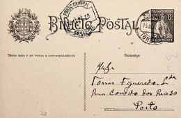 1927 Inteiro Postal Tipo «Ceres» 25 R. Preto Enviado De Tondela Para O Porto - Entiers Postaux