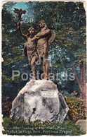 Portland - Coming Of The White Man Statue In Plaza Park - Oregon - 1034 - Old Postcard - 1920 - United States USA - Used - Portland