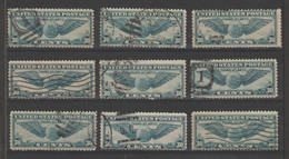 U.S.A.:  1939  AIR  MAIL  TRANS-ATLANTIC  -  30 C USED  STAMPS  -  REP.  9  EXEMPLARY  -  YV/TELL. 25 - 1a. 1918-1940 Usados