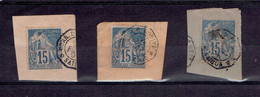 COCHINCHINE - 3 FRAGMENTS TP N°51 ALPHEE DUBOIS OB OCTOGONALE - CORRESPONDANCE D'ARMEE SAÏGON - 1890 - Used Stamps