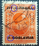 KING ALEXANDER-4 D-OVERPRINT JUGOSLAVIJA-ERROR-POSTMARK ŽIRI-SLOVENIA- YUGOSLAVIA-1933 - Ongetande, Proeven & Plaatfouten