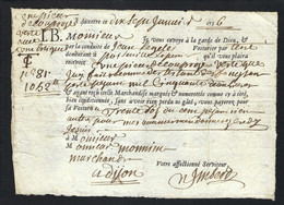 FRANCE 1736: Lettre De Voiture D'Auxerre Pour Dijon - ... - 1799