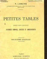 PETITES TABLES POUR LES CALCULS D'INTERETS COMPOSES, ANNUITES ET AMORTISSEMENTS - LAMAIRE P. - 1942 - Boekhouding & Beheer