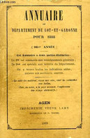 ANNUAIRE DU DEPARTEMENT DE LOT-ET-GARONNE POUR 1888 - COLLECTIF - 1888 - Directorios Telefónicos