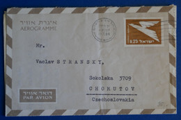 N12 ISRAEL  BELLE LETTRE AEROGRAMME 1964 TEL AVIV POUR CHOMUTOV TCHECOSLOVAQUIE + AFFRANCHISSEMENT PLAISANT - Cartas