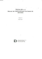 TECHILPLUS - MANUEL DE L'ADMINISTRATEUR DE BASES DE DONNEES - VERSION 3.1. - NON PRECISE - 1991 - Informatik