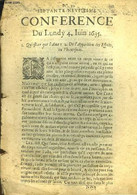 Septante-Neviesme Conference Du Lundy 4 Juin 1635. Qu'est-ce Que L'Âme ? - De L'Apparition Des Esprits Ou Phantosmes. - - Antes De 18avo Siglo