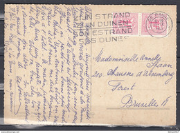 Postkaart Van De Panne Naar Bruxelles Zijn Strand Zijn Duinen - 1951-1975 Heraldieke Leeuw