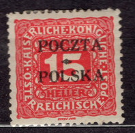 POLAND 1919, Fi D3 Pos. 92, Krakow Edition, Postage Due, MH - Nuevos