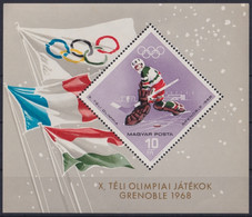 F-EX23804 HUNGARY MNH 1968 GRENOBLE SKI SHEET WINTER OLYMPIC GAMES. - Winter 1968: Grenoble