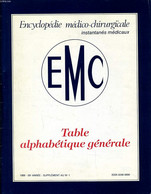 ENCYCLOPEDIE MEDICO CHIRURGICALE Instantanés Médicaux : Tables Alphabétique Générale - ARTHUR GEISERT - 1988 - Encyclopédies