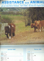 CALENDRIER 1981. LA VOIX DES BÊTES, ORGANE OFFICIEL D'ASISTANCE AUX ANIMAUX, NUMERO SPECIAL ASSISTANCE AUX ANIMAUX. - RO - Agende & Calendari