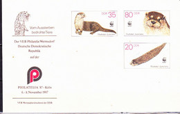 DDR GDR RDA - Umschlag Fischotter (MiNr: U7 1a-87 Alt: C1a) 1987 - Siehe Scan - Privé Briefomslagen - Ongebruikt