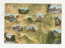 JC , G , Cp , Carte Géographique , L'AUVERGNE , Voyagée 1989 - Cartes Géographiques