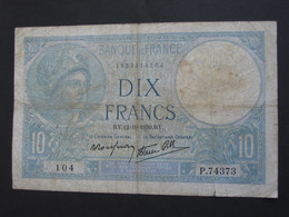 10 Dix Francs Minerve Type 1915 Modifié  12=10=1939   **** EN ACHAT IMMEDIAT **** - 10 F 1916-1942 ''Minerve''