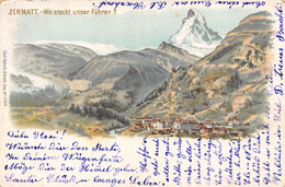 Zermatt Wo Steckt Unser Führer - Où Est Notre Guide De Montagne ? Cervin Matterhorn  Litho - Zermatt