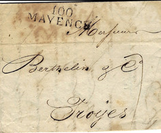 1813 - Lettre De 100 / MAYENCE  (le Mont-Tonnerre ) 39 Mm Noir Pour Troyes ( Aube) - 1792-1815: Conquered Departments