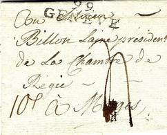 1801- Lettre De 9 9 / GENEVE ( Le Leman ) 43 Mm Noir - 1792-1815: Veroverde Departementen
