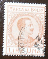 MARCA DA BOLLO 1892 - Lire Una - Effige VITTORIO EMANUELE III Volta A Destra - Grande Formato Carta Chiara VEDI FOTO - Fiscaux
