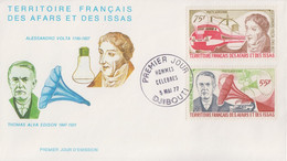 Enveloppe  FDC  1er  Jour  TERRITOIRE  FRANCAIS   Des   AFARS  Et  ISSAS     VOLTA  Et  EDISON    1977 - Andere & Zonder Classificatie