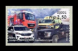 Israel 2021 Mih. A152 Automobiles Of Emergency Search And Rescue Organizations. Firefigters. Police. Ambulance MNH ** - Viñetas De Franqueo (Frama)