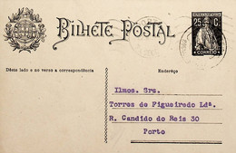 1929 Inteiro Postal Tipo «Ceres» 25 R. Preto Enviado Do Rossio De Abrantes (Rossio Ao Sul Do Tejo) Para O Porto - Entiers Postaux