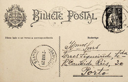 1929 Inteiro Postal Tipo «Ceres» 25 R. Preto Enviado De Vilarelho Da Raia (Chaves) Para O Porto - Postal Stationery