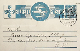 1936 Inteiro Postal Tipo «Tudo Pela Nação» De 25 C. Azul Enviado De Amarante Para O Porto - Ganzsachen