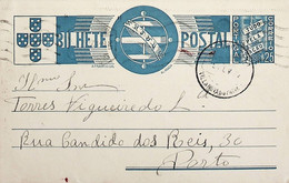 1937 Inteiro Postal Tipo «Tudo Pela Nação» De 25 C. Azul Enviado De Vila Nova Do Paiva Para O Porto - Ganzsachen