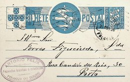 1936 Inteiro Postal Tipo «Tudo Pela Nação» De 25 C. Azul Enviado De Folgosa Doo Douro (Armamar) Para O Porto - Postwaardestukken