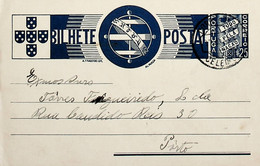 1936 Inteiro Postal Tipo «Tudo Pela Nação» De 25 C. Azul Enviado De Celeirós Do Douro (Sabrosa) Para O Porto - Postwaardestukken