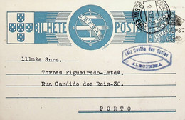 1937 Inteiro Postal Tipo «Tudo Pela Nação» De 25 C. Azul Enviado De Albufeira Para O Porto - Postwaardestukken