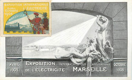 CPA FRANCE  13 "Marseille, Exposition De  L'Electricité, 1908" / VIGNETTE - Weltausstellung Elektrizität 1908 U.a.