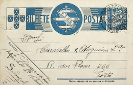 1938 Inteiro Postal Tipo «Tudo Pela Nação» De 25 C. Azul Enviado Do Sabugal Para O Porto - Postal Stationery