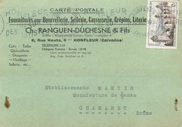 CPA CARTE PUBLICITAIRE FRANCE 14 "Honfleur, Fournitures Pour Bourrellerie, Sellerie Ets Ranguen Duchesne & Fils" - Honfleur