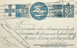 1940 Inteiro Postal Tipo «Tudo Pela Nação» De 25 C. Azul Enviado De Angeja (Albergaria-a-Velha) Para Lisboa - Postwaardestukken