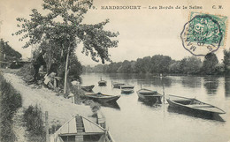 CPA FRANCE 78 "Hardricourt, Les Bords De La Seine" / CACHET AMBULANT Mantes à Paris - Hardricourt