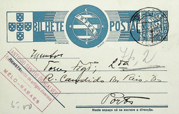 1937 Inteiro Postal Tipo «Tudo Pela Nação» De 25 C. Azul Enviado De Melo (Gouveia) Para Lisboa - Entiers Postaux