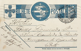 1938 Inteiro Postal Tipo «Tudo Pela Nação» De 25 C. Azul Enviado De Torre De D. Chama (Mirandela) Para Lisboa - Ganzsachen