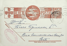 1942 Inteiro Postal Tipo «Tudo Pela Nação» De 30 C. Ocre-castanho Enviado De Vila Da Rua (Moimenta) Para O Porto - Postal Stationery